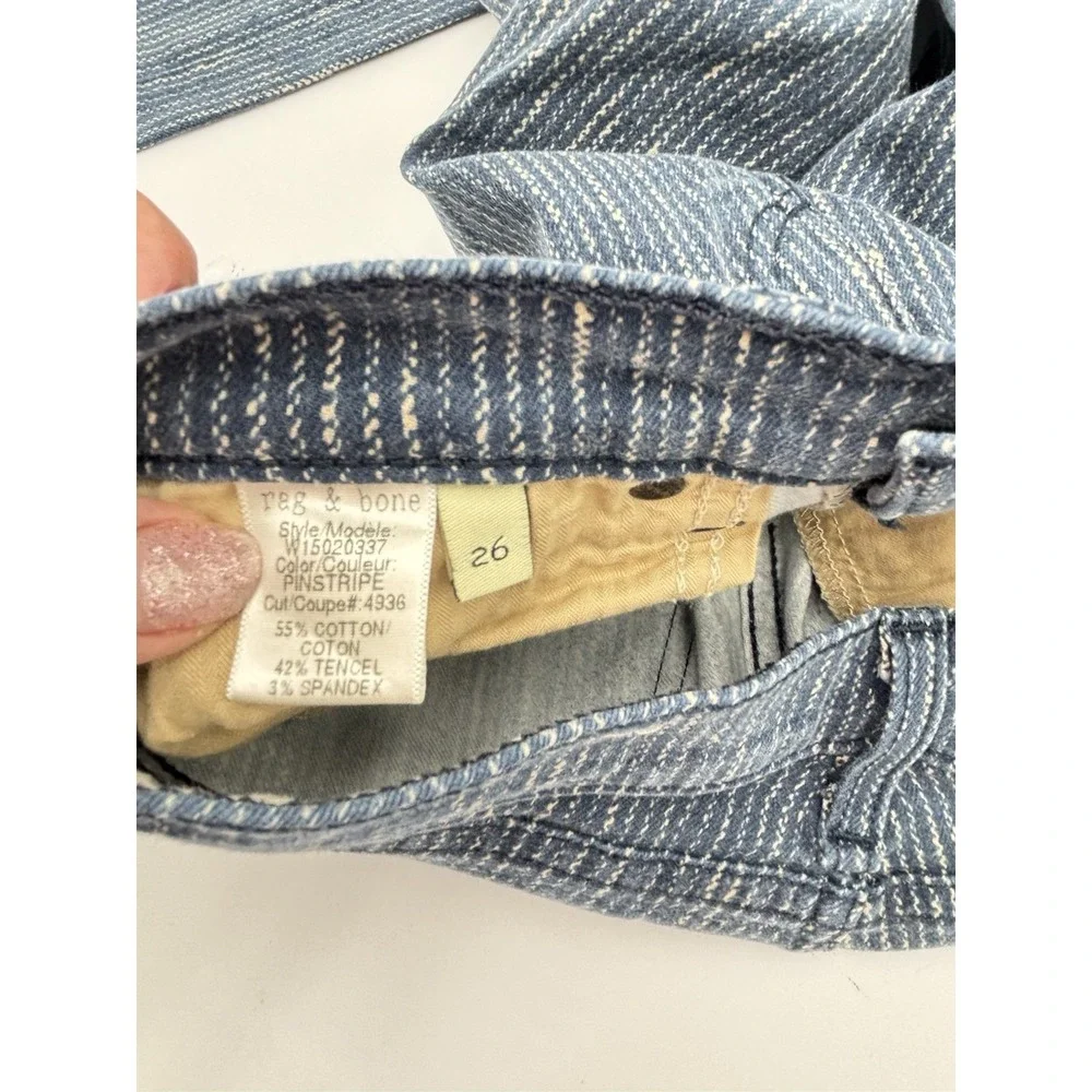 Rag & Bone Jean Skinny Pinstripe Jeans Womens 26 Blue Stretch Denim 28 Inseam